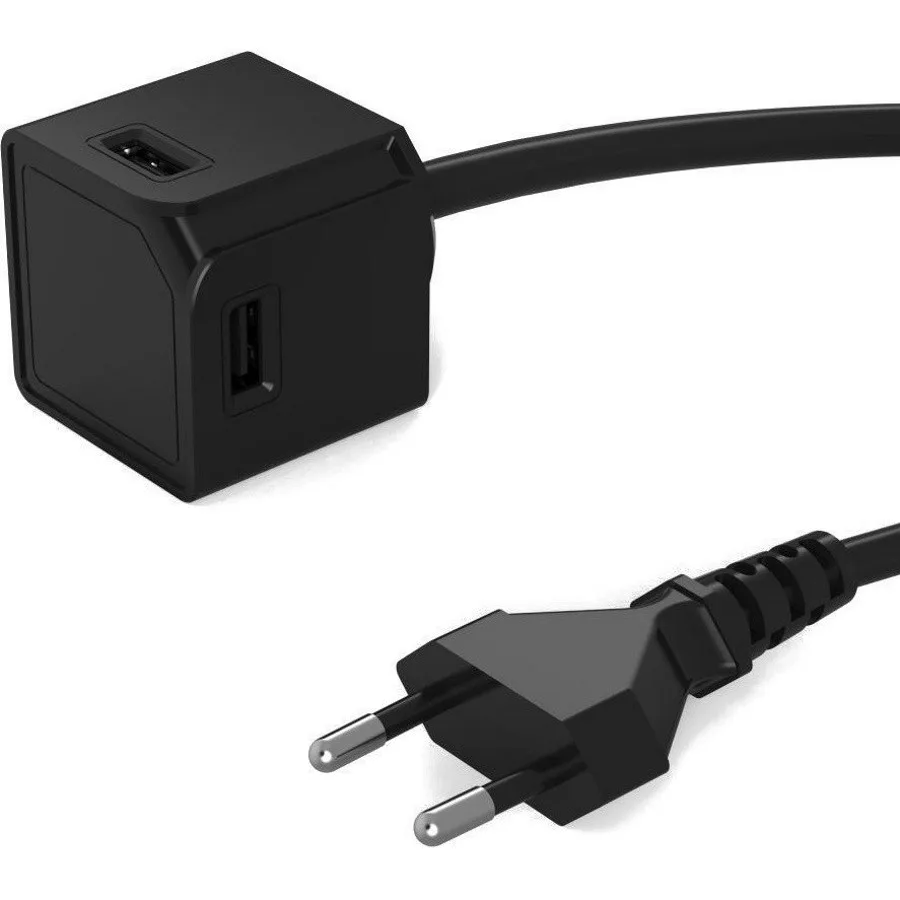 Allocacoc PowerCube |USBcube Extended USB A| Πολύπριζο 4 θέσεων USB-A - 3 μέτρα σε Μαύρο Χρώμα