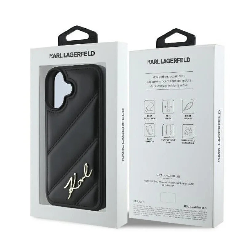 Karl Lagerfeld Θήκη για iPhone 16 Quilted Signature με Επένδυση Συνθετικού Δέρματος - Black – εικόνα 2