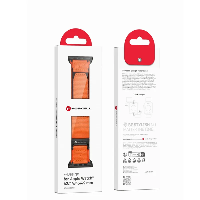 Forcell FA05 Λουράκι από Nylon (Apple Watch 42/44/45/49 mm) - Πορτοκαλί – εικόνα 3