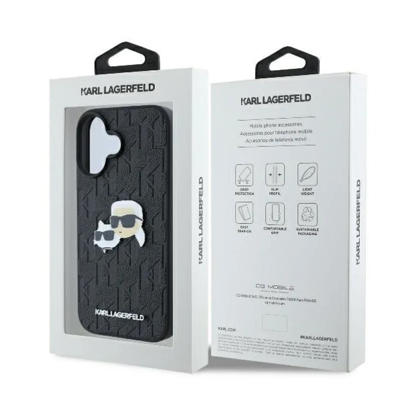 Karl Lagerfeld Θήκη Monogram Ikonik Patch Saffiano Case από δερματίνη για iPhone 16 - Μαύρο – εικόνα 2