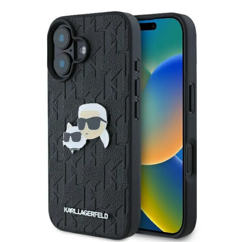 Karl Lagerfeld Θήκη Monogram Ikonik Patch Saffiano Case από δερματίνη για iPhone 16 - Μαύρο