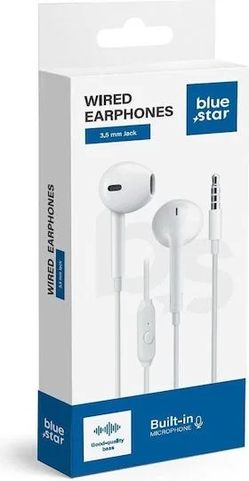 Blue Star PA-E65 Ενσύρματα In-Ear Ακουστικά με Καρφί 3.5mm και Μικρόφωνο 1.2m - Λευκό