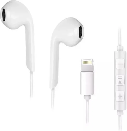 Forcell F-Audio HR-ME25 In-Ear Ακουστικά Lightning με Μικρόφωνο - Λευκό