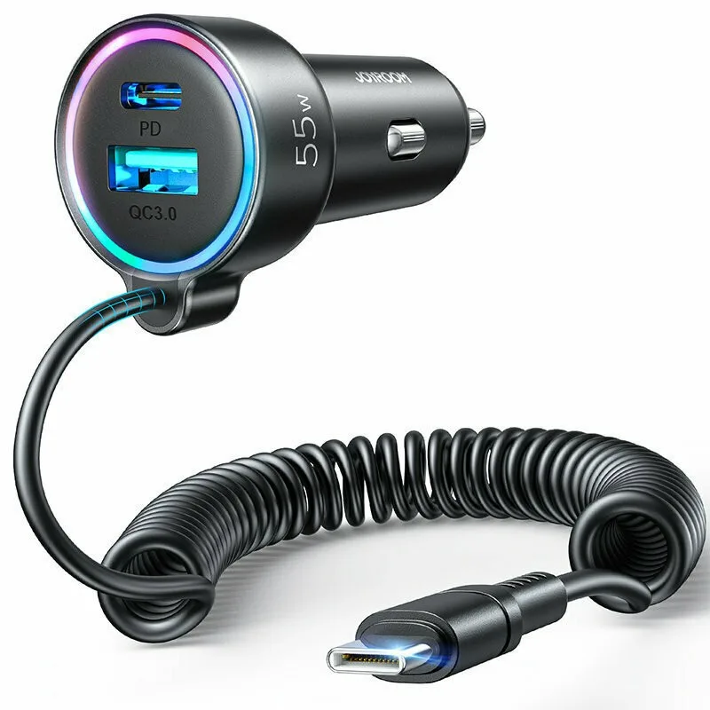 Joyroom JR-CL07 Φορτιστής Αυτοκινήτου με Θύρα USB-C με Καλώδιο USB-C 1.6m 72W - Μαύρο