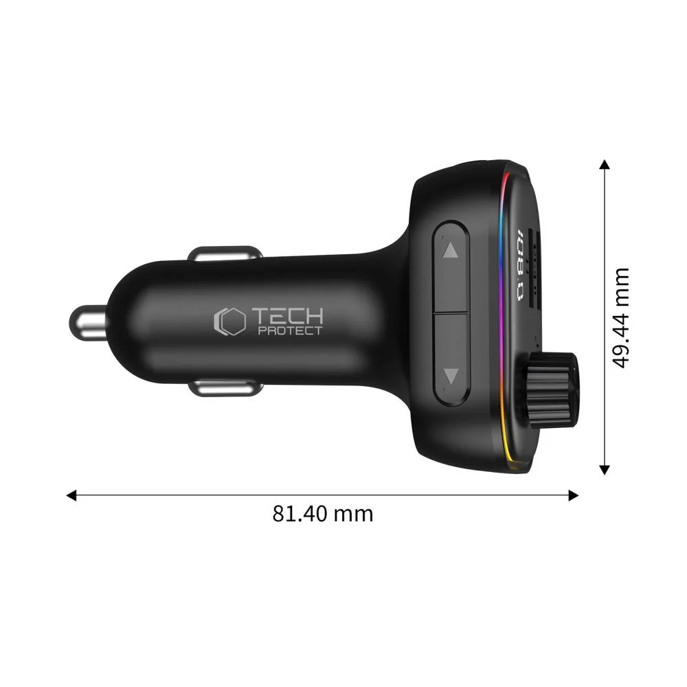 Tech-Protect Φορτιστής & FM Transmitter Αυτοκινήτου με Bluetooth - Μαύρο – εικόνα 4