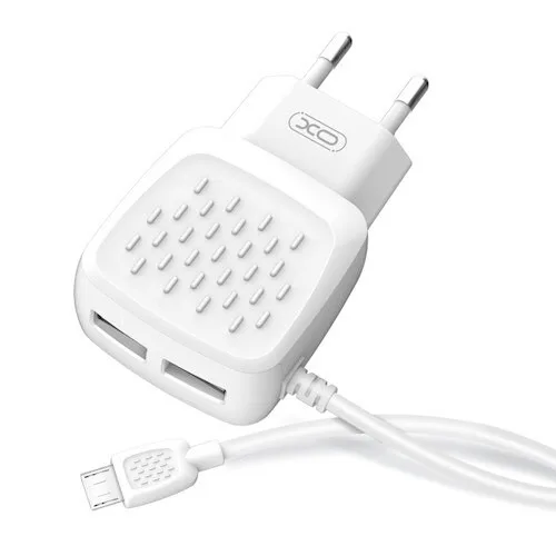 Φορτιστής τοίχου XO L51 με καλώδιο micro USB και 2x Θύρες USB-Α - Λευκό