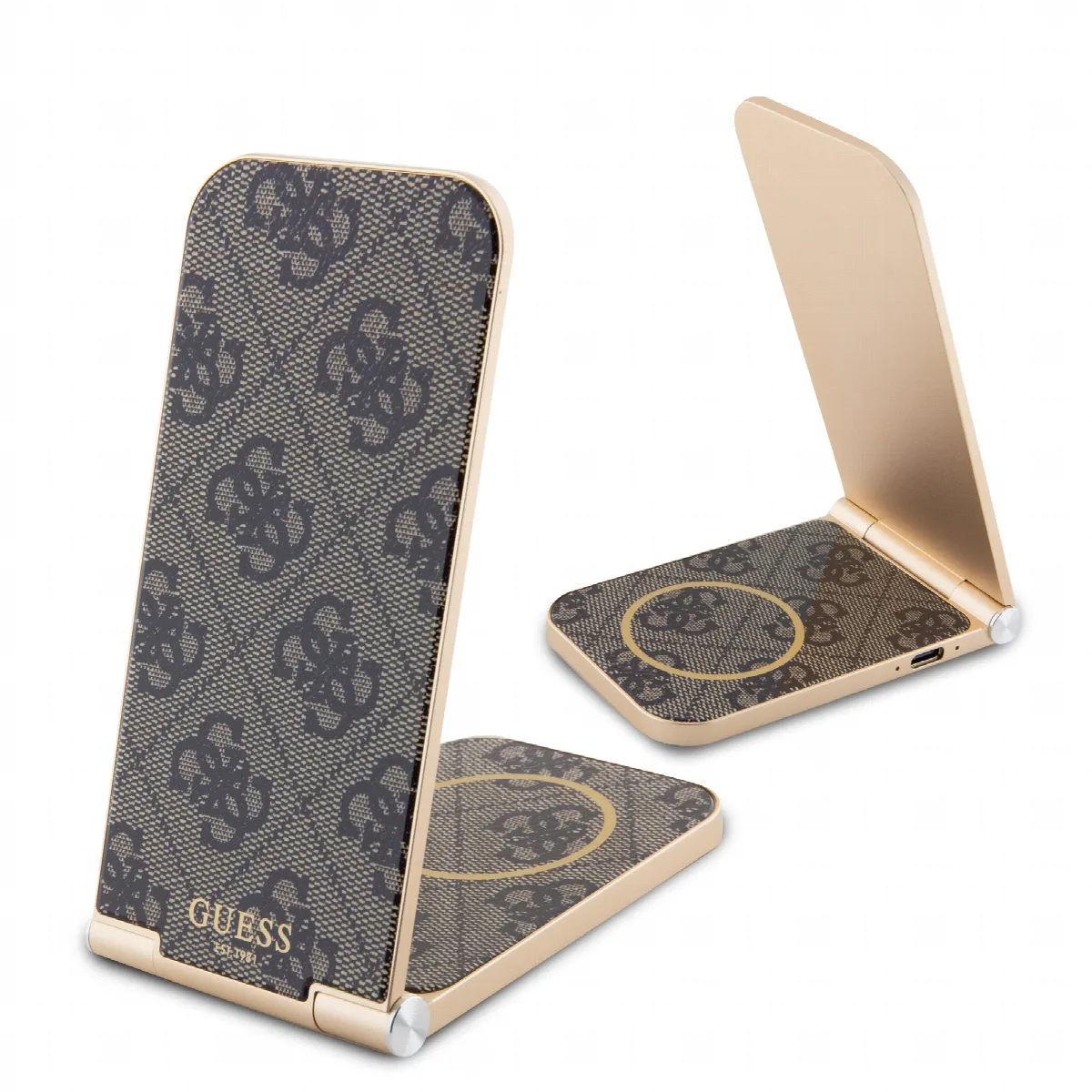 Guess “4G Logo Collection” Ασύρματος Φορτιστής (Qi Pad) 15W - Καφέ