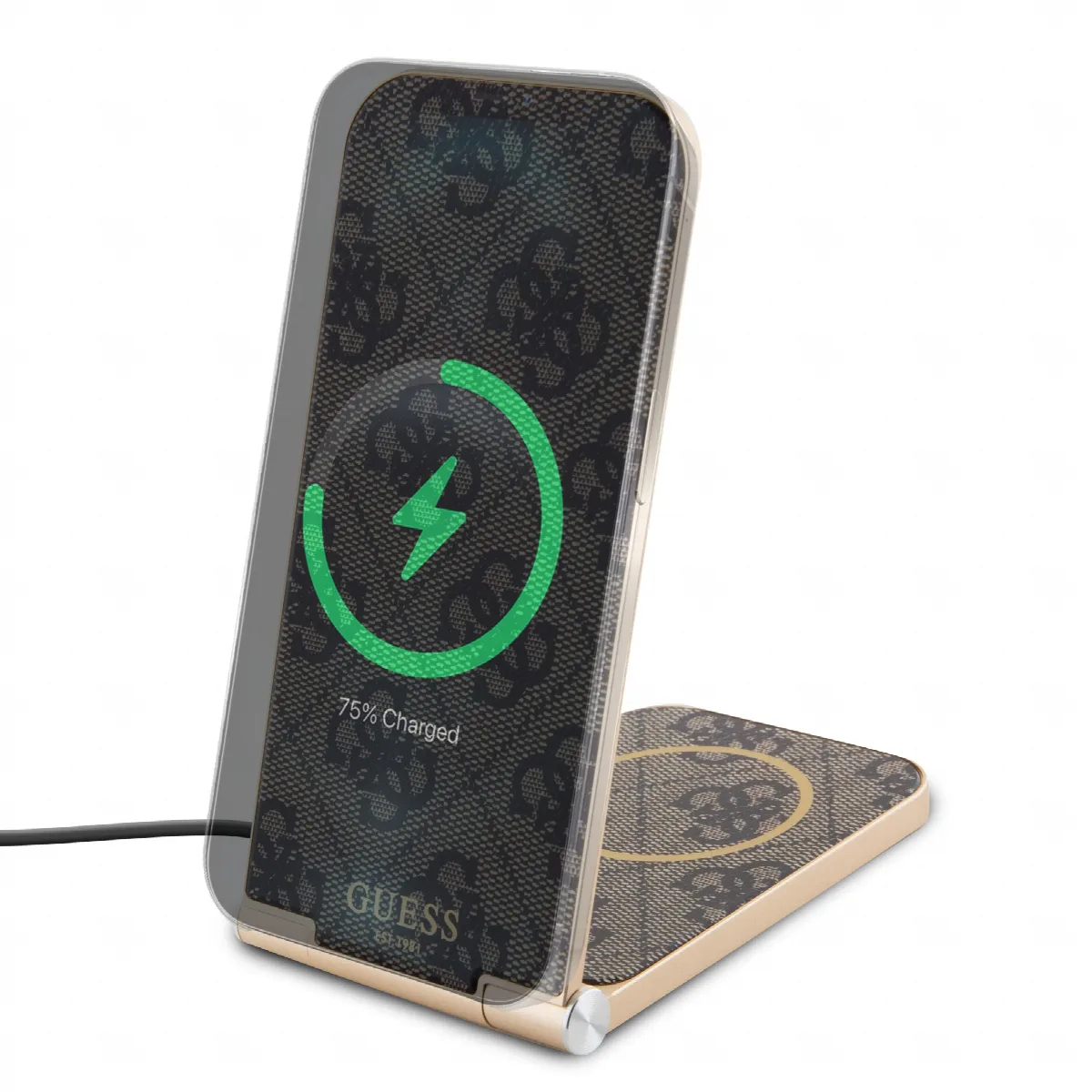 Guess “4G Logo Collection” Ασύρματος Φορτιστής (Qi Pad) 15W - Καφέ – εικόνα 4