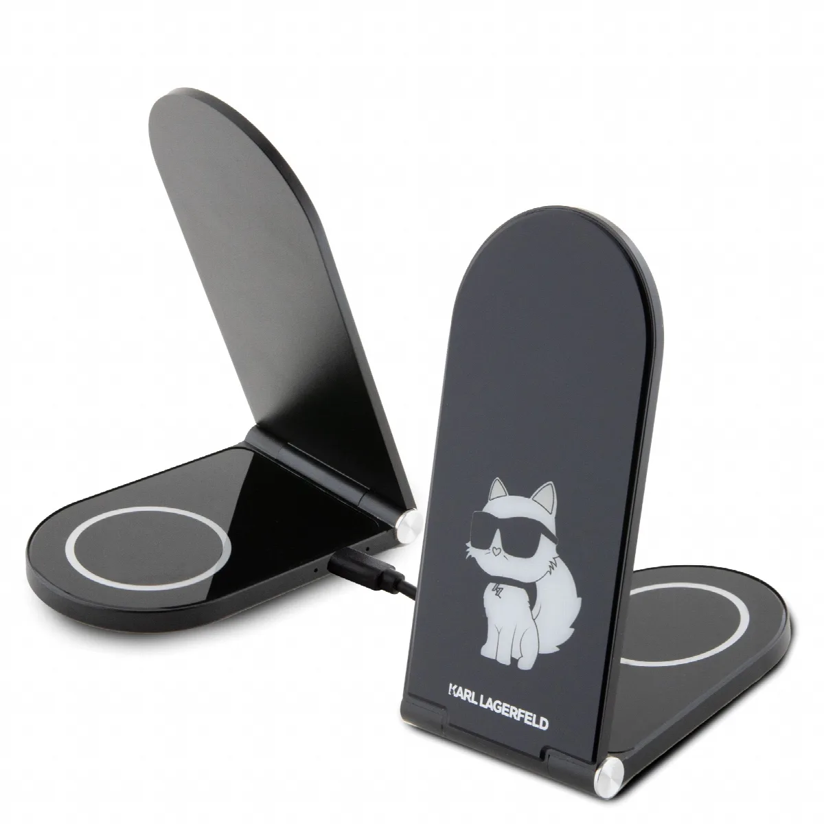 Karl Lagerfeld Choupette Διπλός Ασύρματος Φορτιστής (Qi Pad) 15W - Μαύρο