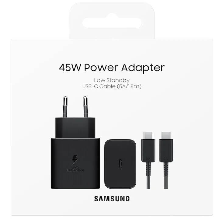 Samsung New Fast GaN Travel Charger 45W + Cable Type C To Type C Black – εικόνα 2