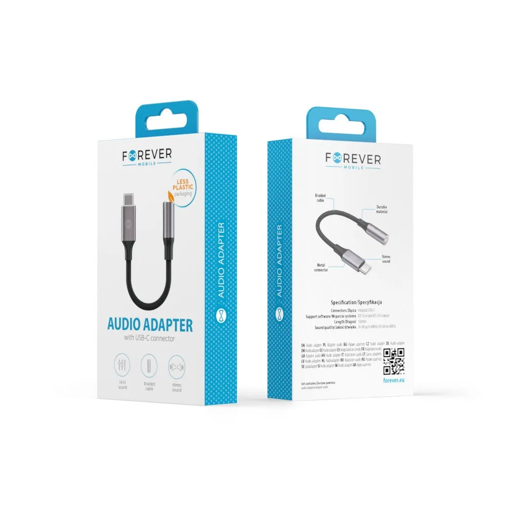 Forever αντάπτορας USB-C σε Audio Jack 3,5mm σε μαύρο χρώμα – εικόνα 4