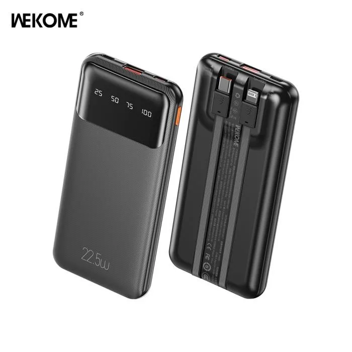 WK WP-63 Powerbank 10000mAh 22.5W με USB-A & USB-C Power Delivery - Μαύρο