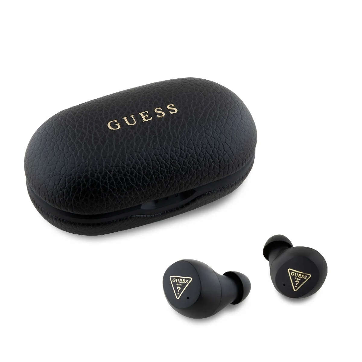 Guess Grained Printed Classic Logo True Wireless ENC Earphones Black - GUTWSPGTSPSK