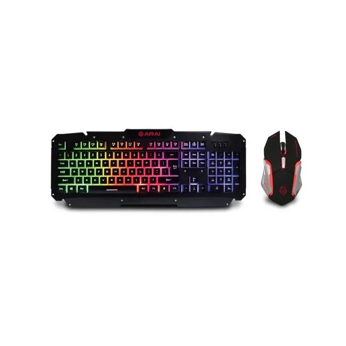 Zeroground KB-1700GUMS ARAI Πληκτρολόγιο με RGB φωτισμό & Ποντίκι US - Μαύρο