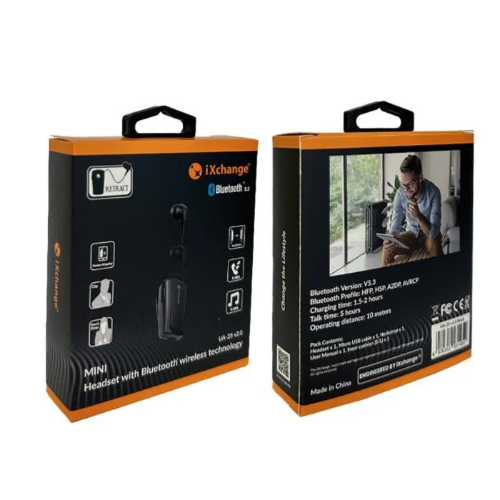 iXchange UA25 In-ear Bluetooth Handsfree Ακουστικό Πέτου - Χρυσό – εικόνα 4
