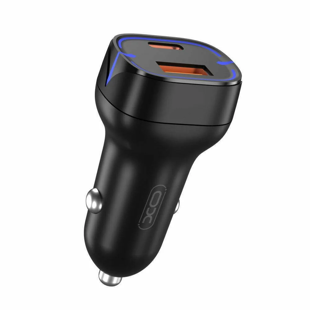 XO - USB & USB-C Φορτιστής Αυτοκινήτου 3A 20W με Θύρες: 1xUSB 1xType-C - Μαύρος