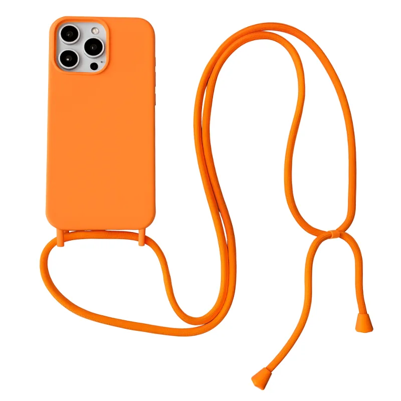 Θήκη Σιλικόνης Crossbody για Apple iPhone 16 Pro Max - Πορτοκαλί
