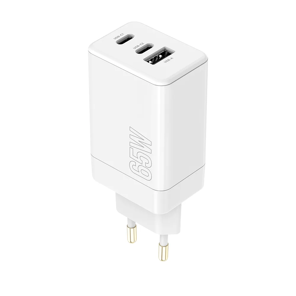 Maxlife MXTC‑08 65ACC Φορτιστής Επιτραπέζιος, 2× USB‑C & 1× USB‑A, 65 W – Λευκό
