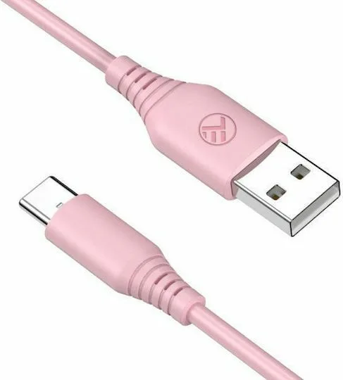 Tellur Σιλικονούχο Καλώδιο USB‑A σε USB‑C, 3 A, 1 m – Ροζ – εικόνα 2