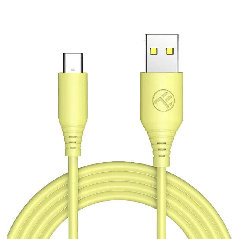 Tellur Σιλικονούχο Καλώδιο USB‑A σε USB‑C, 3 A, 1 m – Κίτρινο