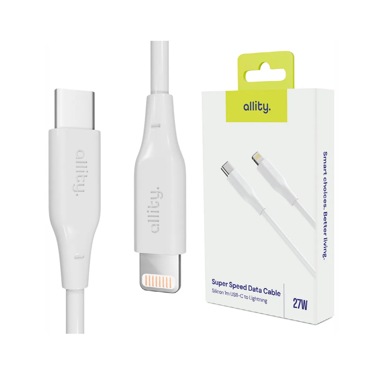 Καλώδιο Allity AUC-02 USB-c - lightning 2,0 m 27W λευκό