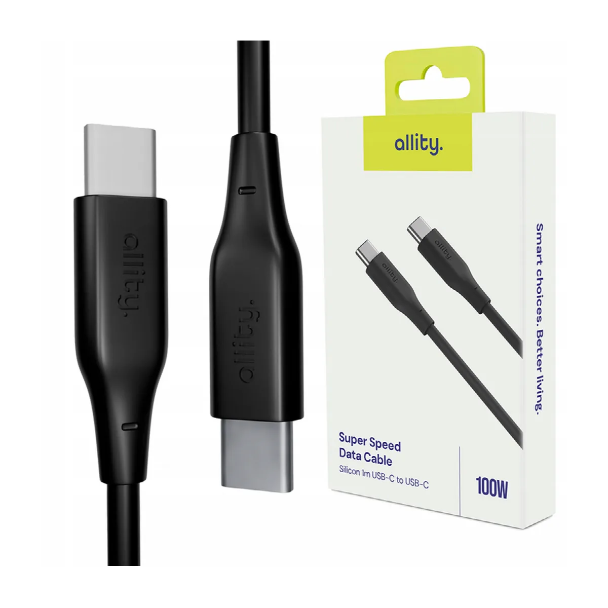 Καλώδιο Allity AUC-02 USB-c - USB-c 1,0 m 100W μαύρο
