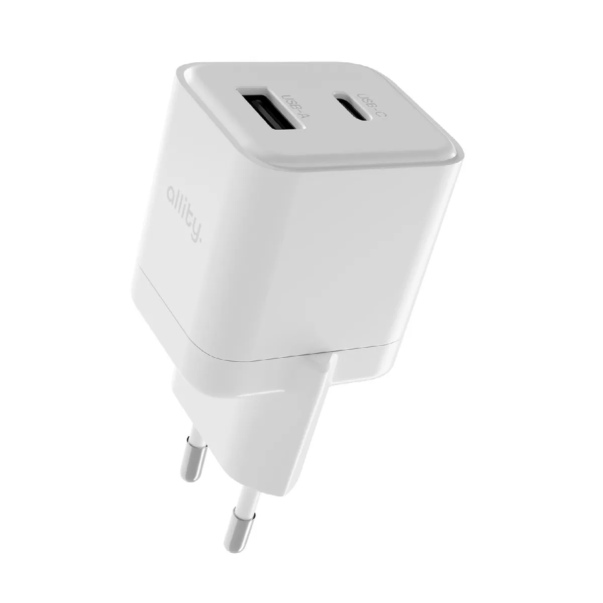 Φορτιστής τοίχου Allity GaN PD QC ATC-01-20WAC 1x USB-c 1x USB-a 20W λευκός – εικόνα 4