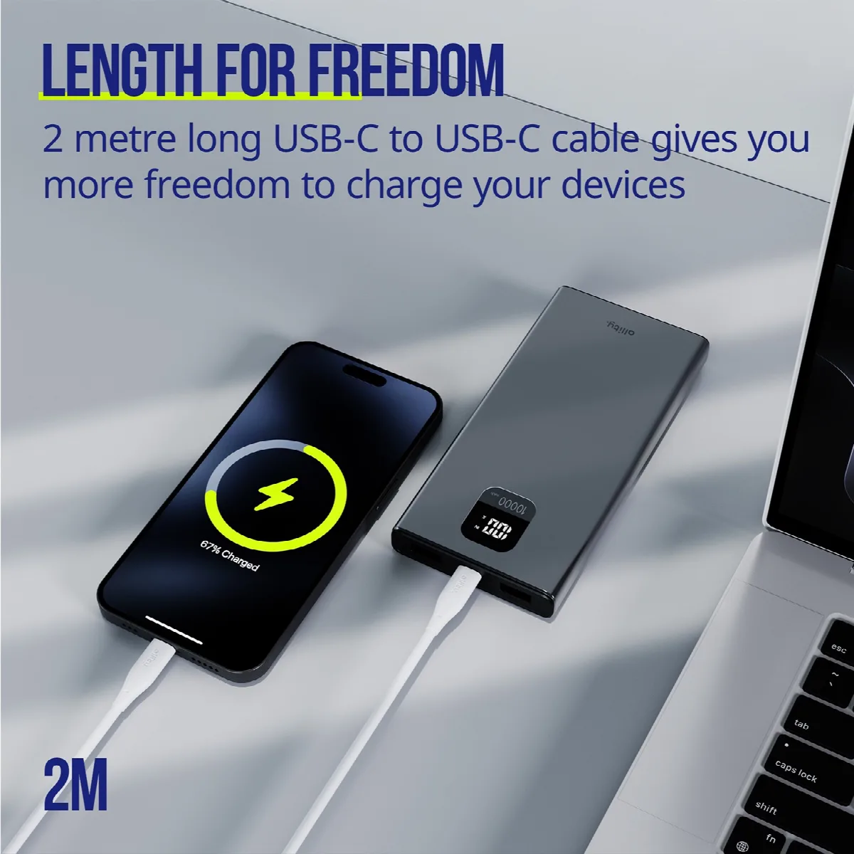 Καλώδιο Allity AUC-02 USB-c - USB-c 2,0 m 60W λευκό – εικόνα 2