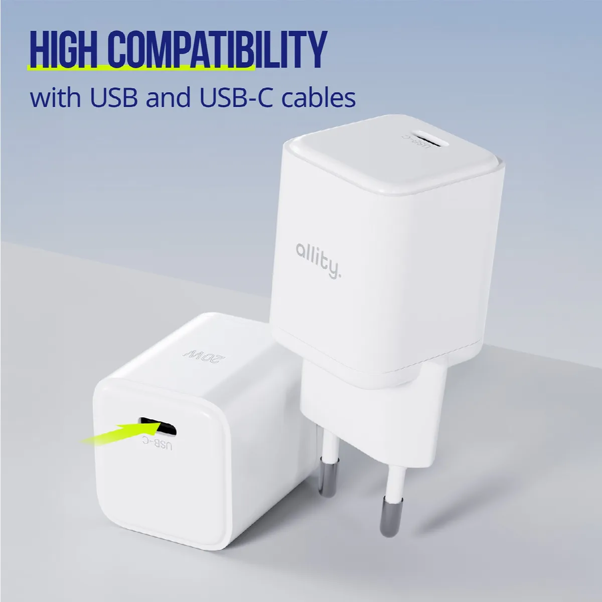 Φορτιστής τοίχου Allity GaN PD QC ATC-01-20WC 1x USB-c 20W λευκός – εικόνα 3