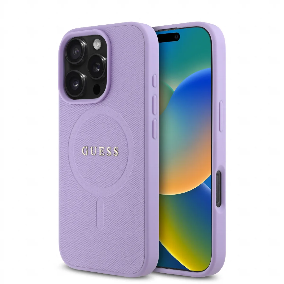 Guess Magsafe “Saffiano Collection" Hard Case Θήκη προστασίας από δερματίνη – iPhone 16 Pro Μωβ – GUHMP16LPSAHMCU