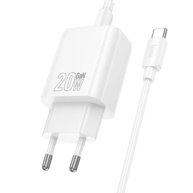 HOCO (N60) Φορτιστής USB-C και Καλώδιο USB-C - USB-C 20W Power Delivery / Quick Charge 3.0 - Λευκό – εικόνα 2