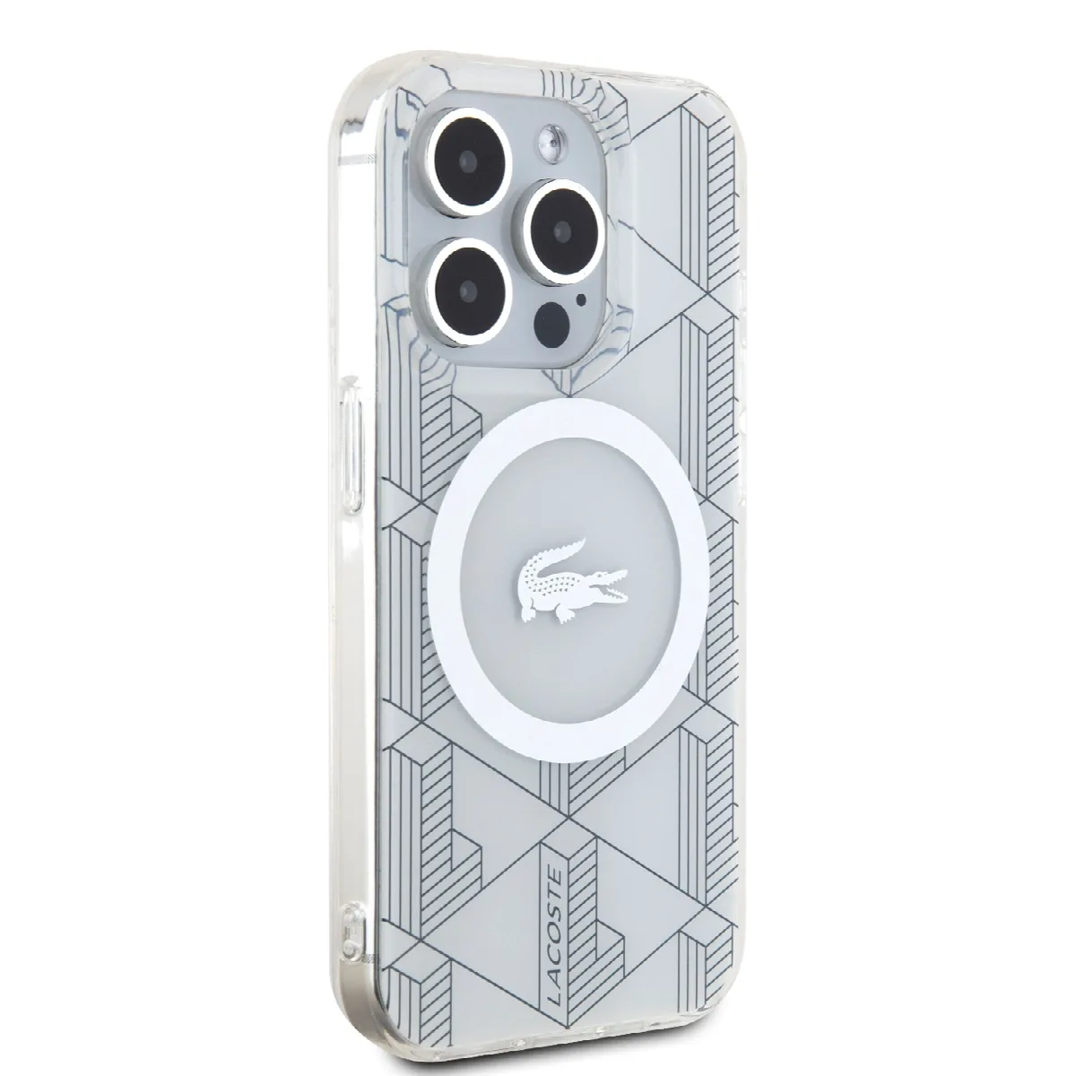 Lacoste Magsafe Monogram Croc Logo Hard Case Θήκη προστασίας από Σιλικόνη για iPhone 15 Pro Farine/Silver – εικόνα 2