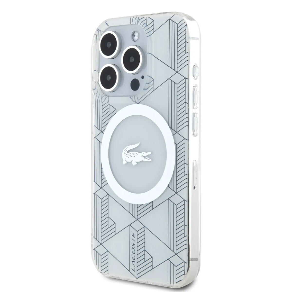 Lacoste Magsafe Monogram Croc Logo Hard Case Θήκη προστασίας από Σιλικόνη για iPhone 15 Pro Max Farine/Silver – εικόνα 4