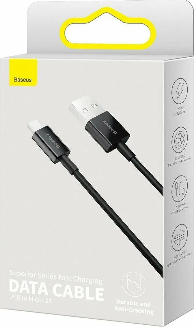 Baseus Superior Series Regular USB 2.0 to micro USB Cable (1m) - Μαύρο – εικόνα 2