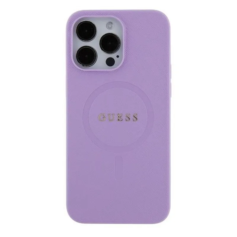 Guess Magsafe “Saffiano Collection" Hard Case Θήκη προστασίας από δερματίνη – iPhone 16 Μωβ – GUHMP16SPSAHMCU