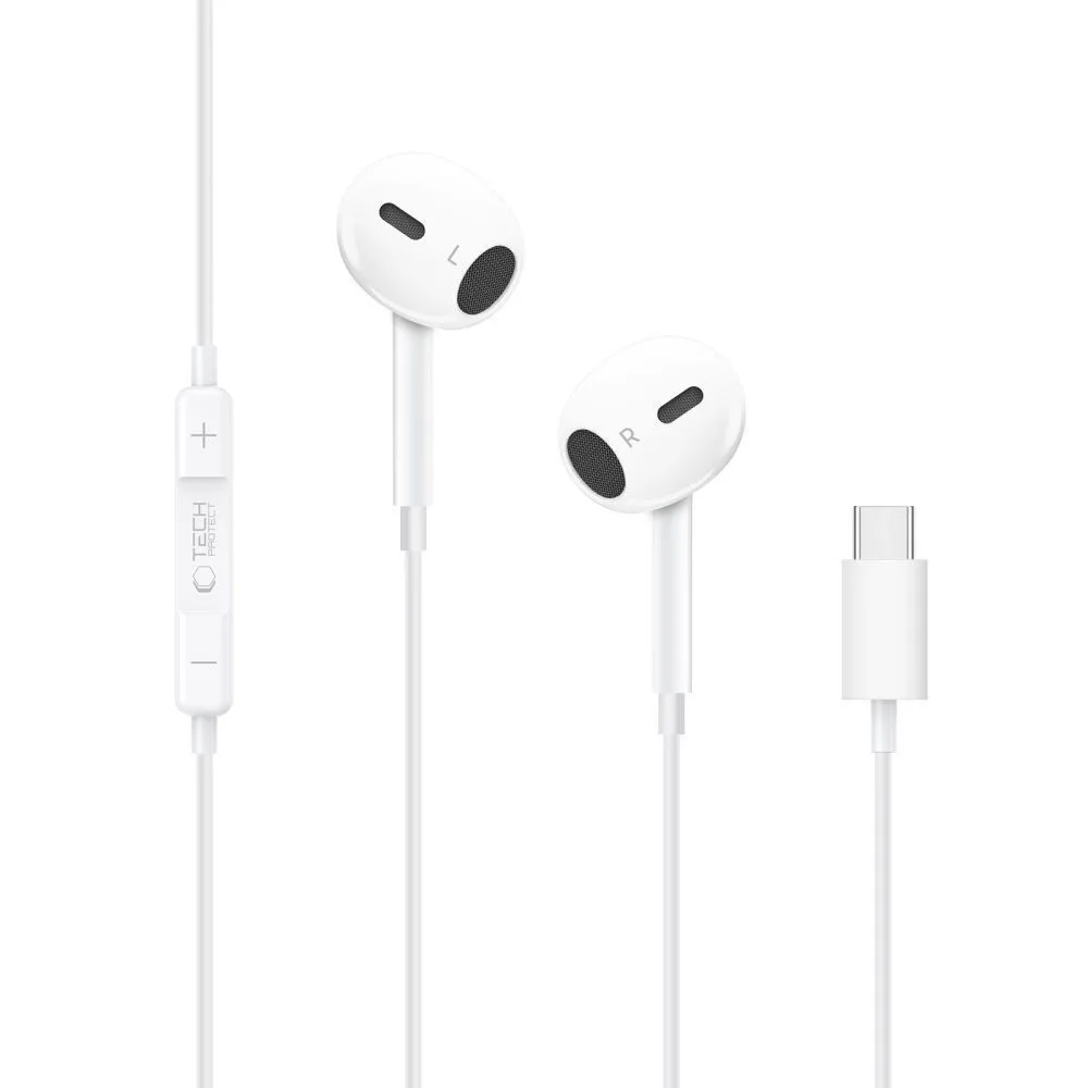Tech-Protect Ultraboost Core G2 In-ear Handsfree Ακουστικά με Βύσμα USB-C - Λευκό