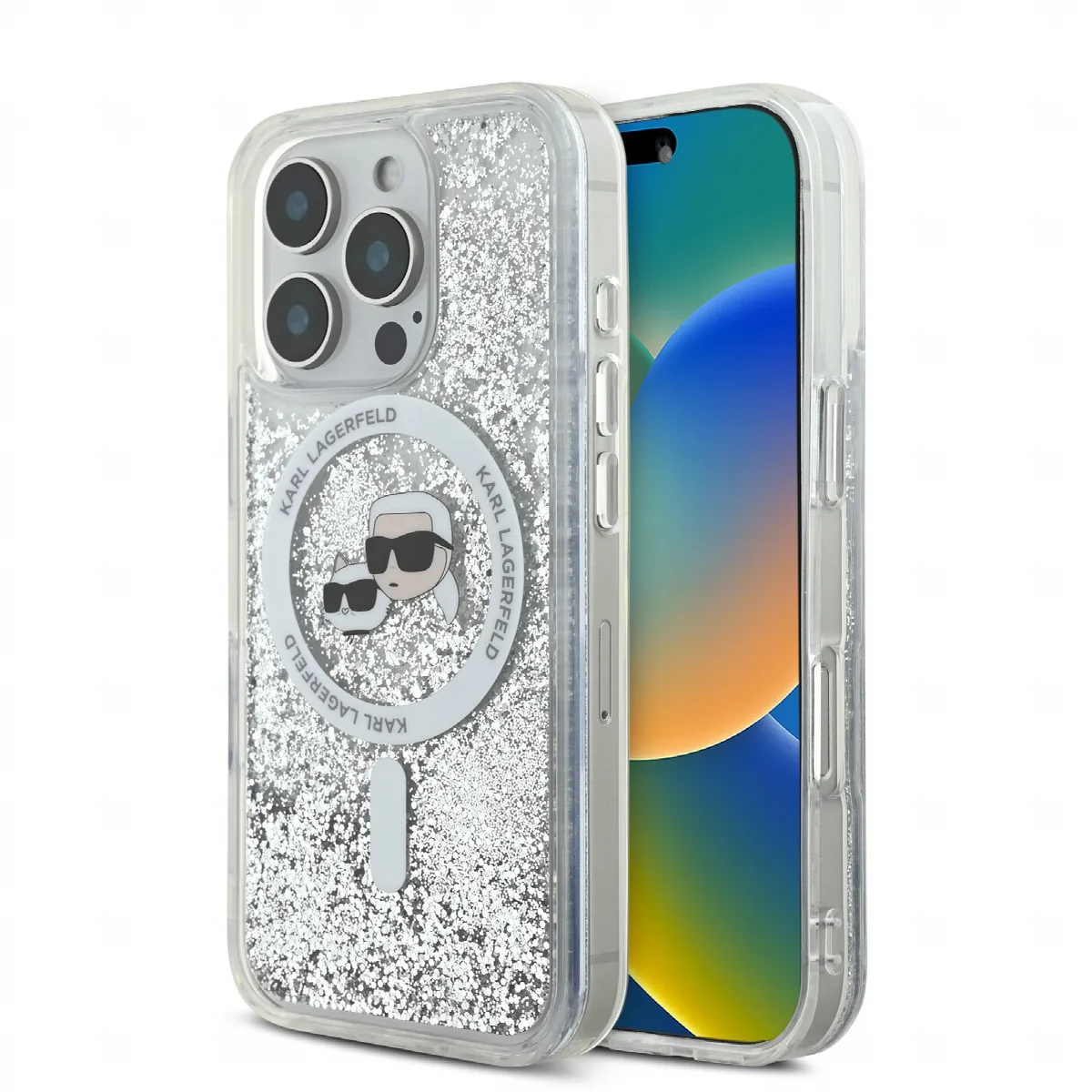 Karl Lagerfeld Magsafe Ringstand Liquid Glitter Hard Case Θήκη προστασίας από σκληρό πλαστικό – iPhone 16 Pro Glitter Διάφανη –