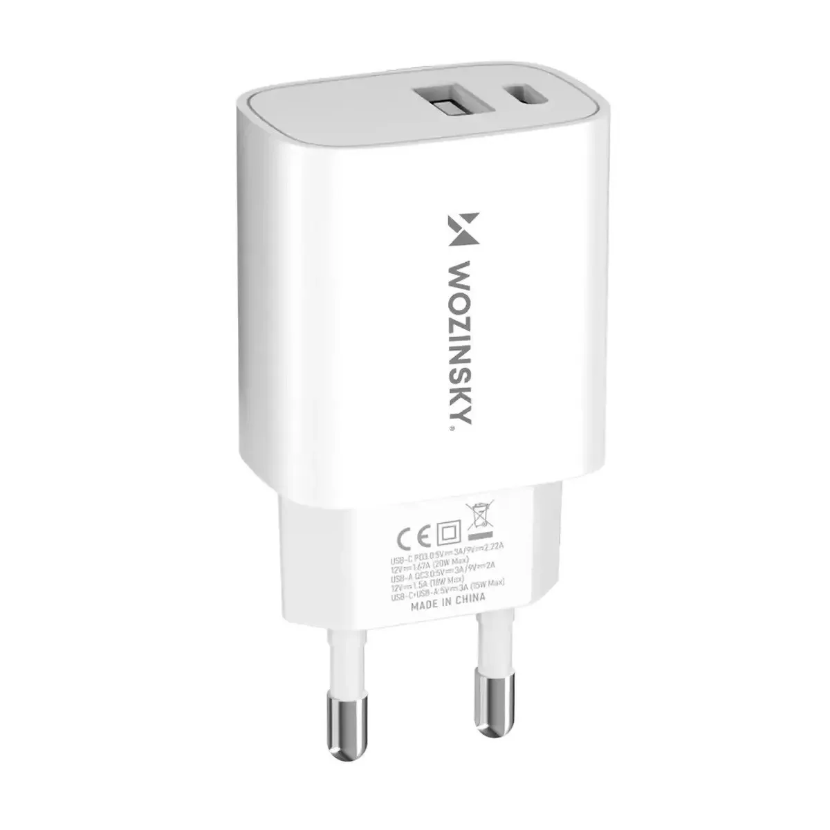 Wozinsky (WGWCW) Φορτιστής Τοίχου USB-C & USB-A 20W - Λευκό