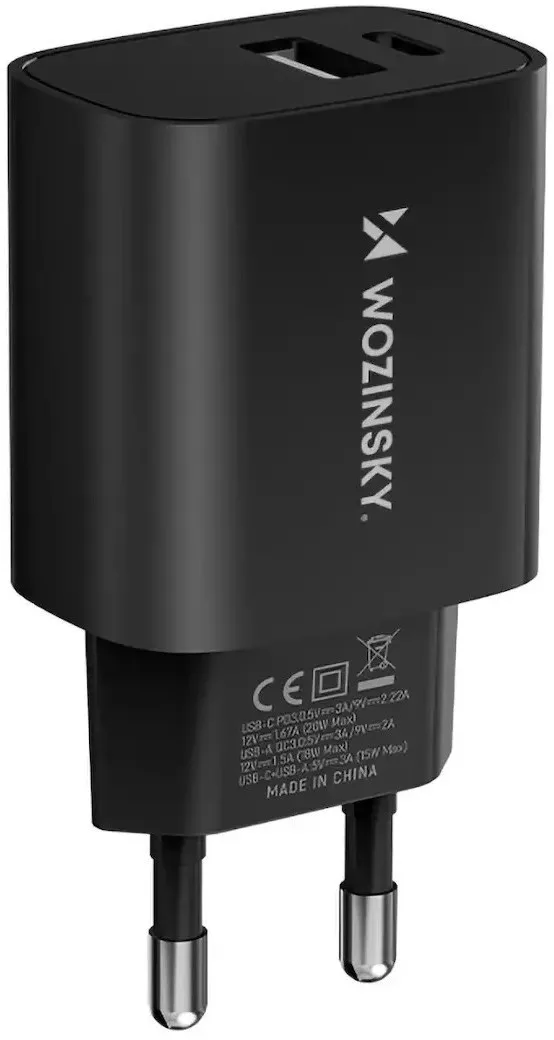 Wozinsky (WGWCB) Φορτιστής Τοίχου USB-C & USB-A 20W - Μαύρο