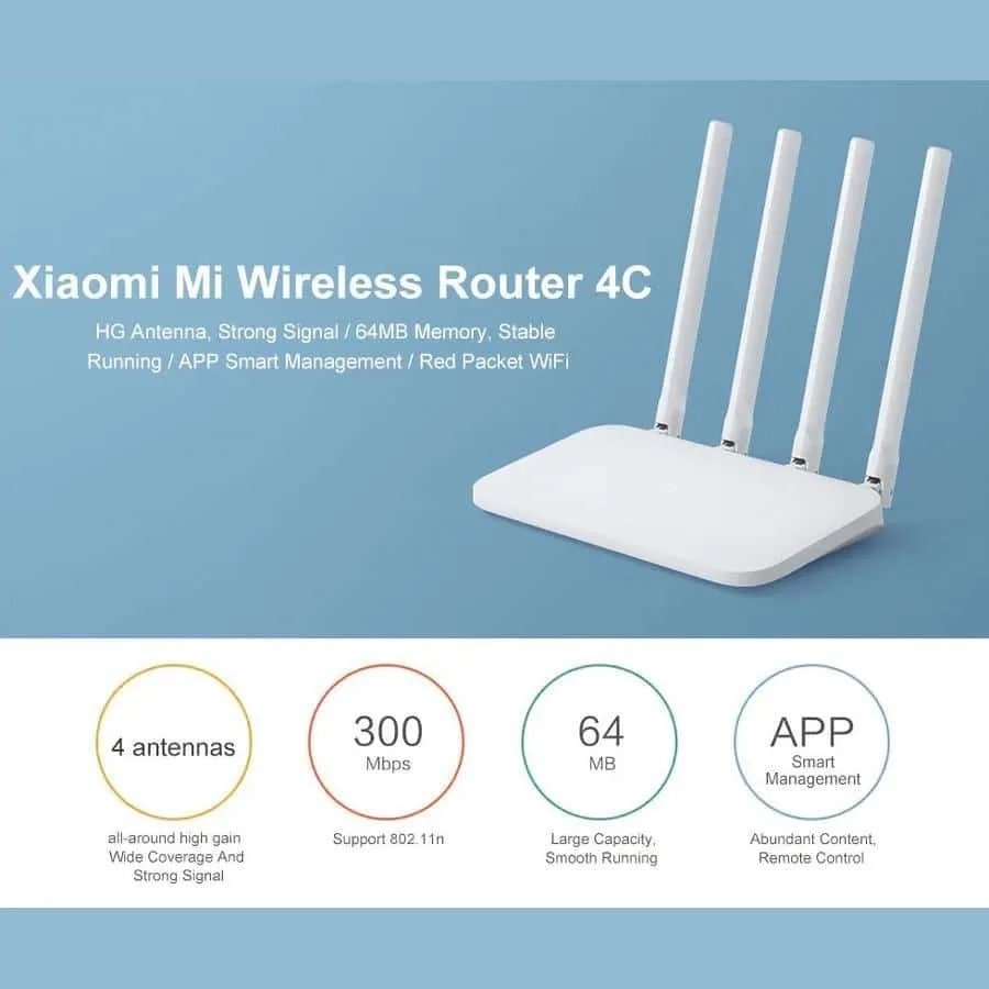 Xiaomi Mi Router 4C Ασύρματο Router Wi‑Fi 4 με 2 Θύρες - Λευκό – εικόνα 2