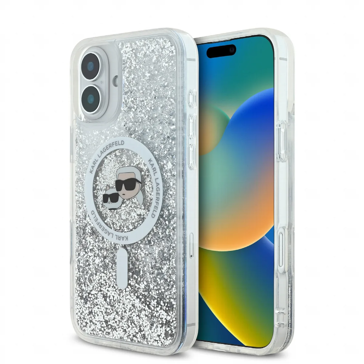 Karl Lagerfeld Magsafe Ringstand Liquid Glitter Hard Case Θήκη προστασίας από σκληρό πλαστικό – iPhone 16 Glitter Διάφανη – KLHM