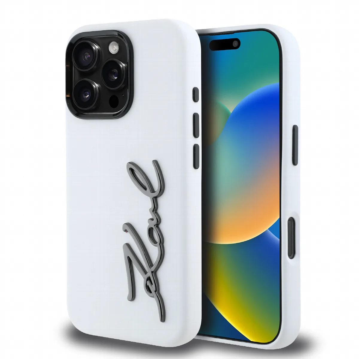 Karl Lagerfeld “Signature Metal Logo Collection” Hard Case Θήκη προστασίας από σιλικόνη – iPhone 16 Pro Λευκό – KLHCP16LSCMSMVH