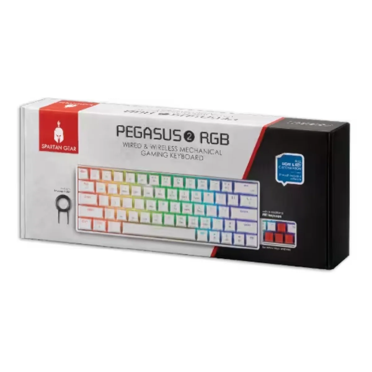 Spartan Gear Pegasus 2 Ασύρματο Gaming Μηχανικό Πληκτρολόγιο 65% με RGB φωτισμό US - White – εικόνα 2