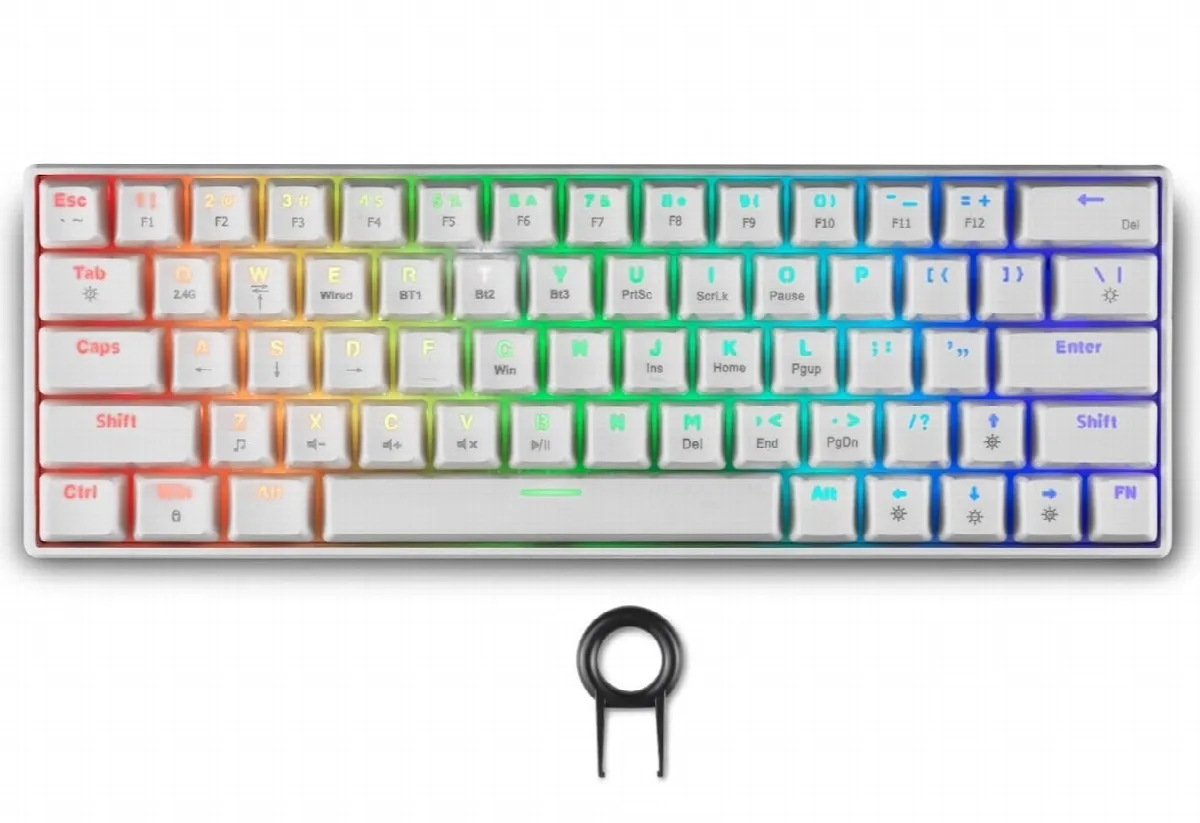 Spartan Gear Pegasus 2 Ασύρματο Gaming Μηχανικό Πληκτρολόγιο 65% με RGB φωτισμό US - White