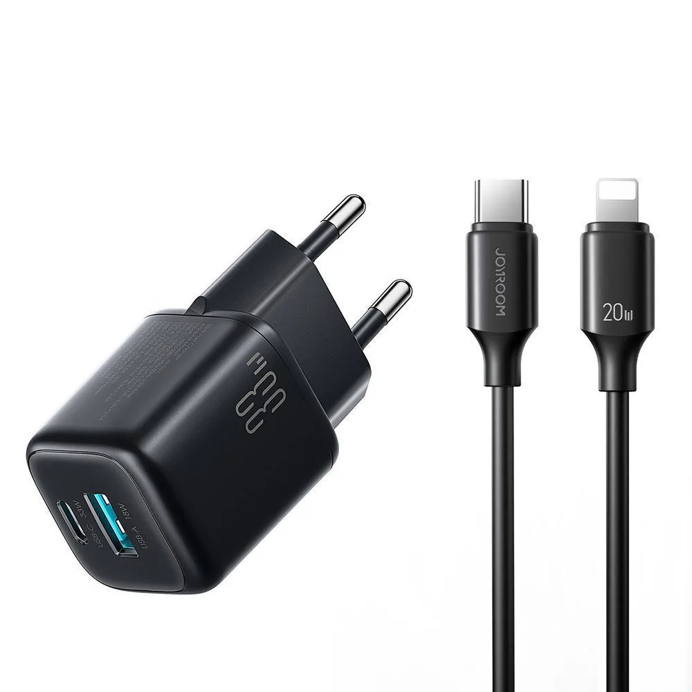 Joyroom JR-TG7 Φορτιστής με USB-A & USB-C & Καλώδιο USB-C - Lightning 33W PD/QC 3.0 - Μαύρος