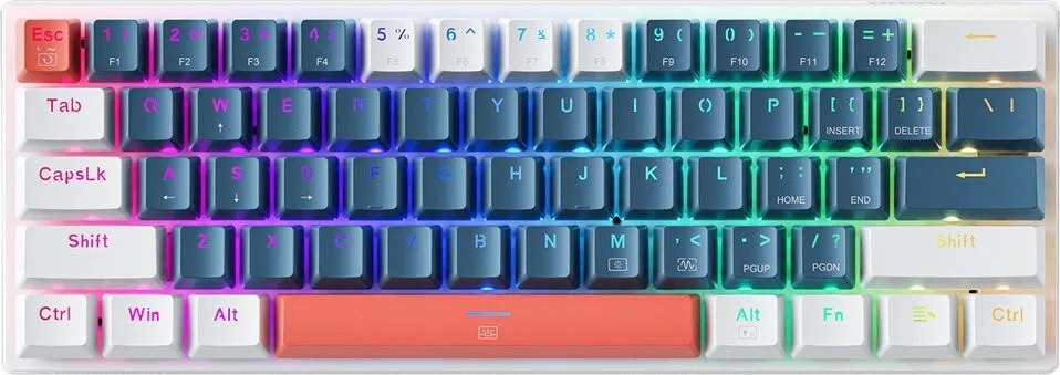 Machenike K500-B61 Gaming Μηχανικό Πληκτρολόγιο 60% με RGB φωτισμό US - Blue/White