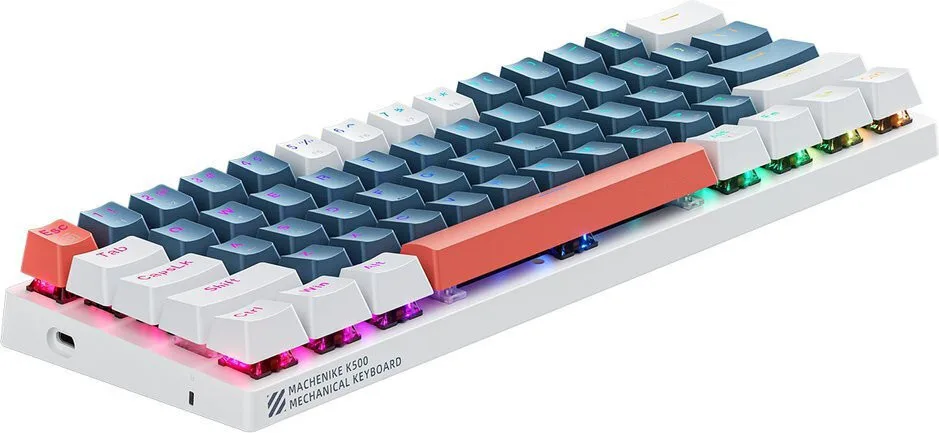Machenike K500-B61 Gaming Μηχανικό Πληκτρολόγιο 60% με RGB φωτισμό US - Blue/White – εικόνα 2