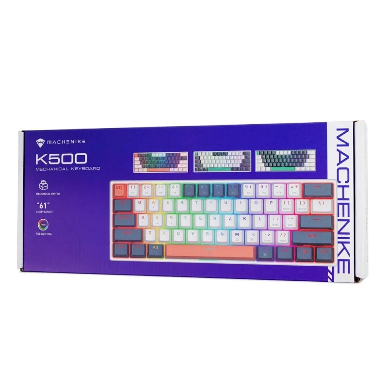 Machenike K500-B61 Gaming Μηχανικό Πληκτρολόγιο 60% με RGB φωτισμό US - Blue/White – εικόνα 3