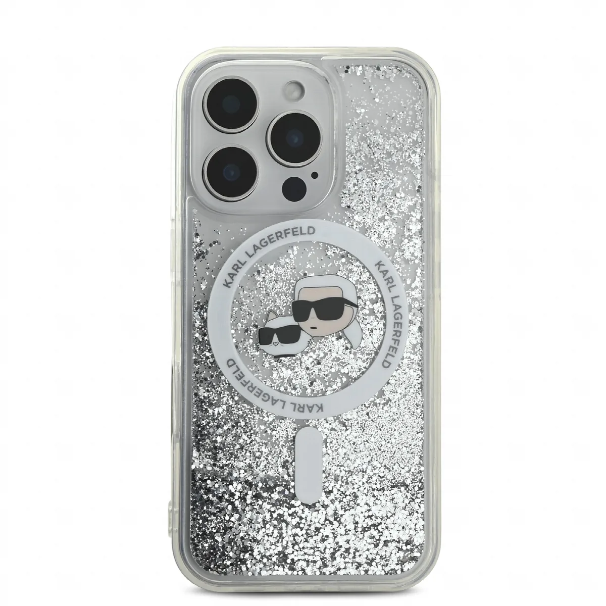 Karl Lagerfeld Magsafe Ringstand Liquid Glitter Hard Case Θήκη προστασίας από σκληρό πλαστικό – iPhone 16 Pro Max Glitter Διάφαν – εικόνα 3
