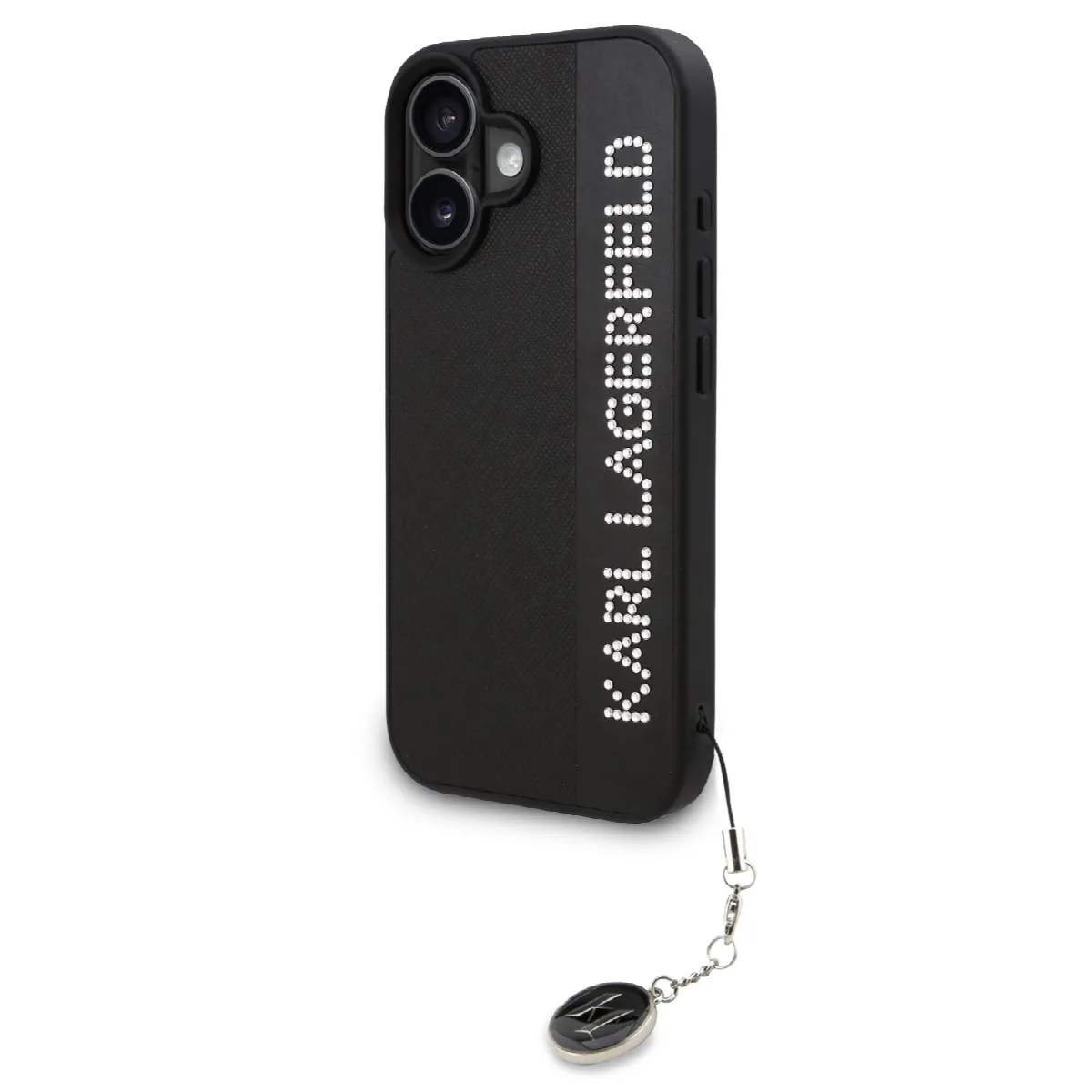 Karl Lagerfeld “Rhinestones and Charm” Θήκη προστασίας από για iPhone 16 με κρεμαστό στολίδι Μαύρο – KLHCP16SPSAKDGCK